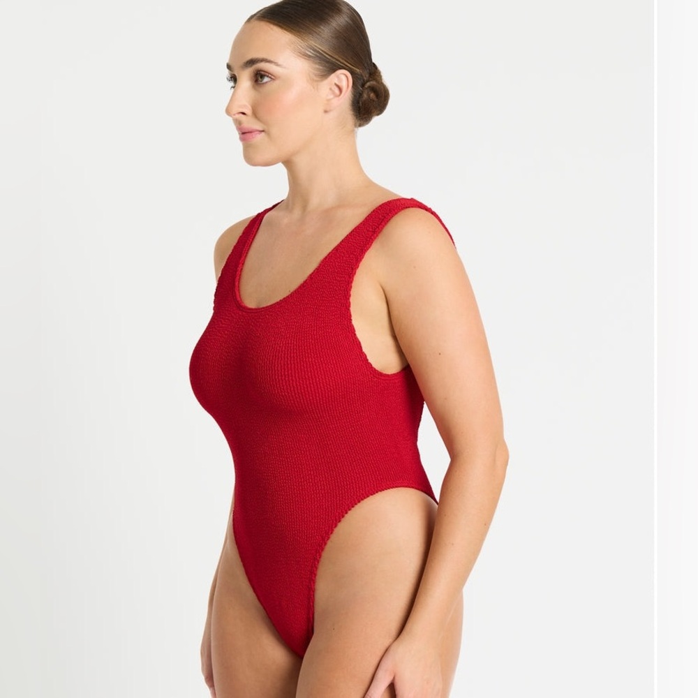Bond-Eye Australian ‘Baywatch Red’/Blood Orange Shimmer One-Piece Swimsuit, NWT - Picture 15 of 16